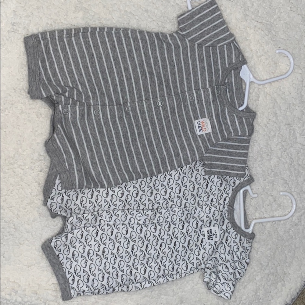 Two baby boy shirtsleeve coverall!